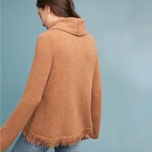 ANTHROPOLOGIE Akemi + Kin Brown Aruna Turtleneck Fringe Sweater Small